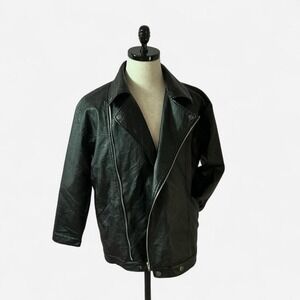 Princess Polly Black Faux Leather‎ Motorcycle Biker Jacket Full Zip Grunge